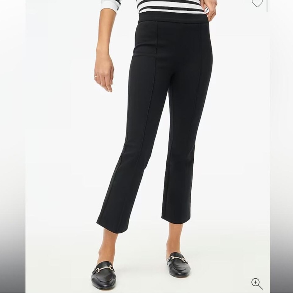 NWT J. Crew Ponte flare Crop pants black Sz 14 Sold Out zipper does not close